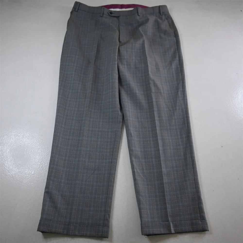 Lineage 46R 40x32 Gray Plaid Double Breasted Mens Jacket‎ Pants Suit